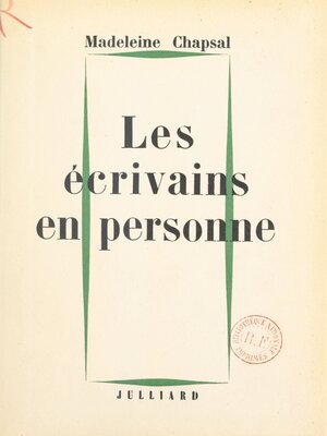cover image of Les écrivains en personne